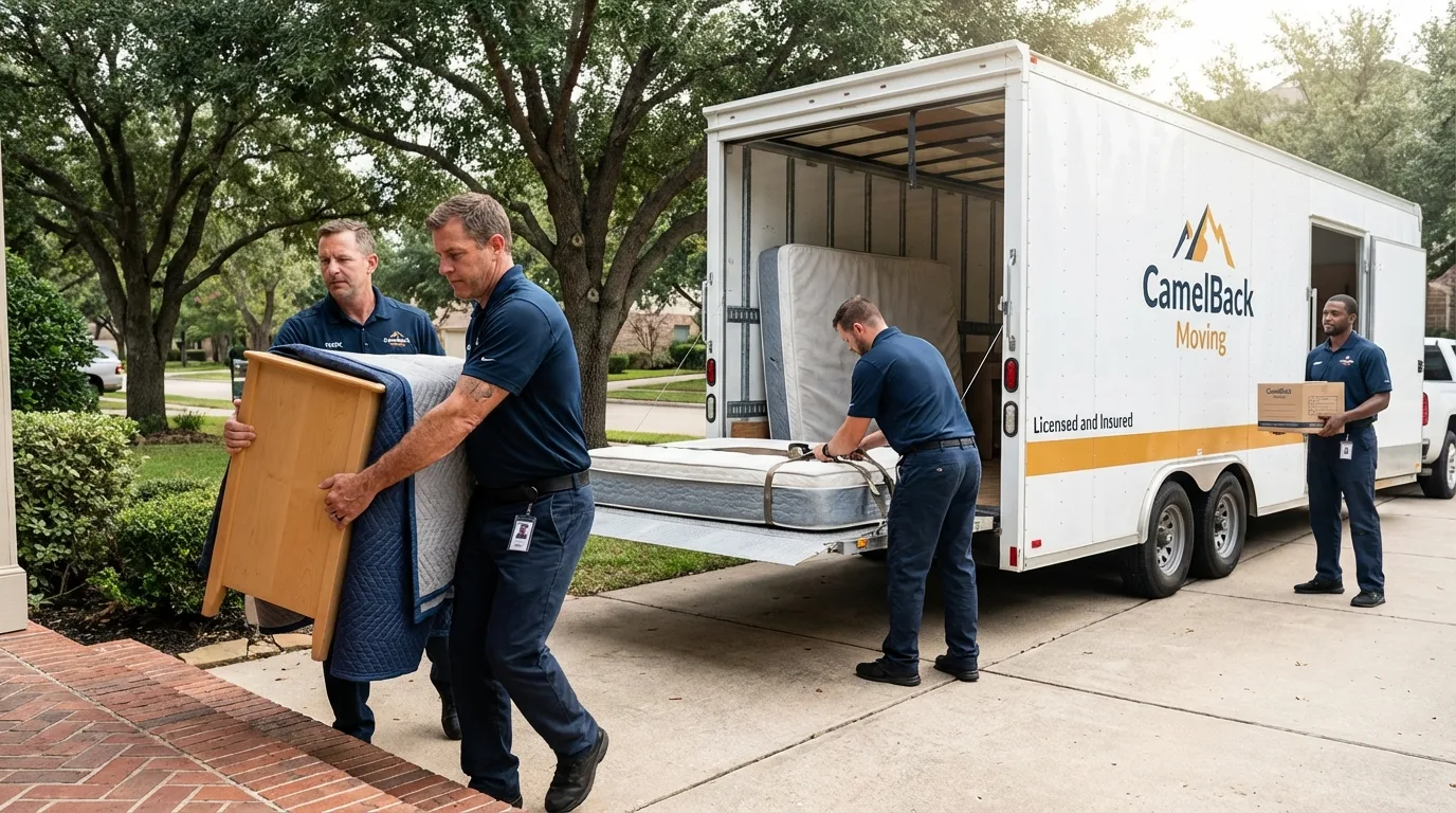 Crew loading residential truck for cross-state move from Willamina, OR