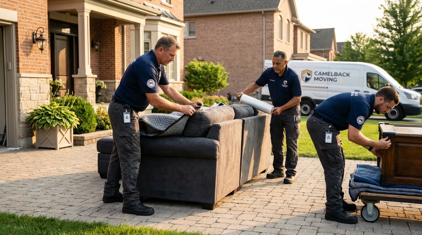 Large estate moving crew wrapping furniture in Willamina, OR