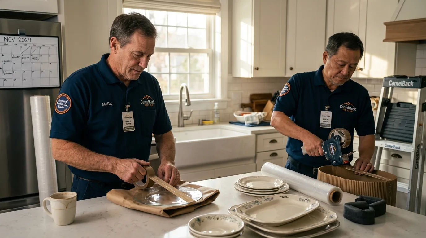 Professional crew packing kitchen dishware in Willamina, OR